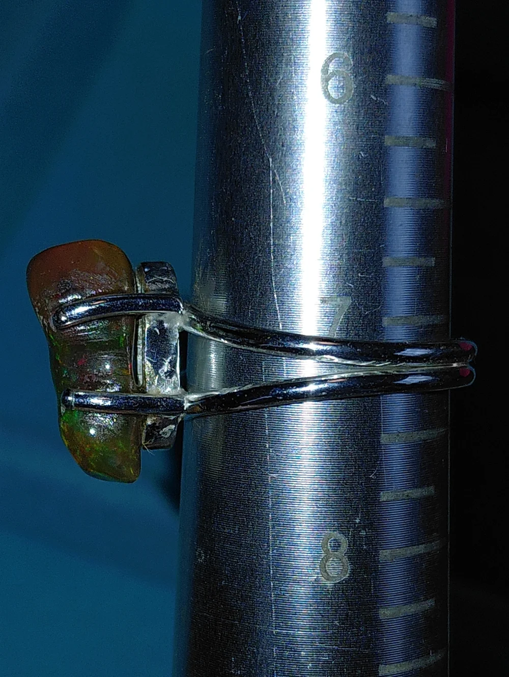 Fire Ethiopian Opal Sterling Silver Ring Size 7.25
